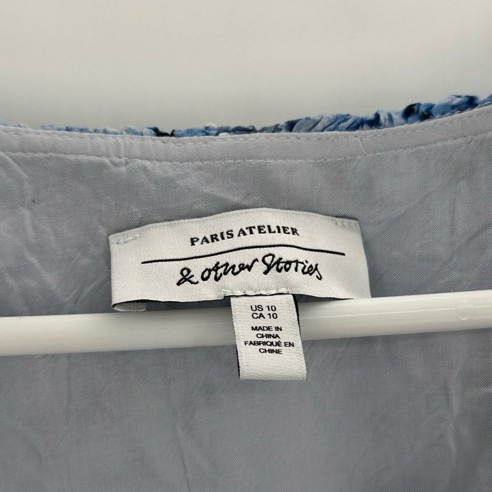 & Other Stories Voluminous Ruffle Long Sleeve Floral Midi Dress Size 10 - Picture 5 of 10